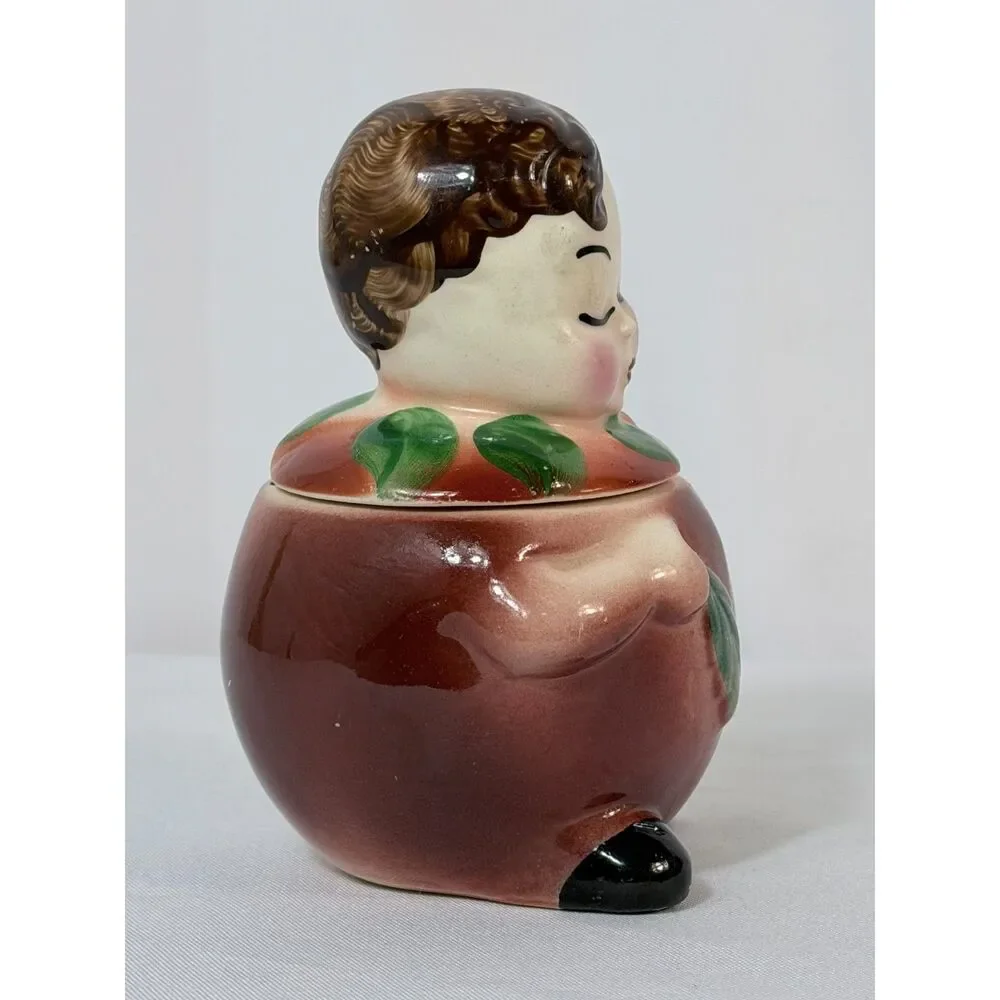 VTG Pee Dee Fruit Orchard Kid Charlie Cherry Jelly Jar 2 PC Boy Anthropomorphic